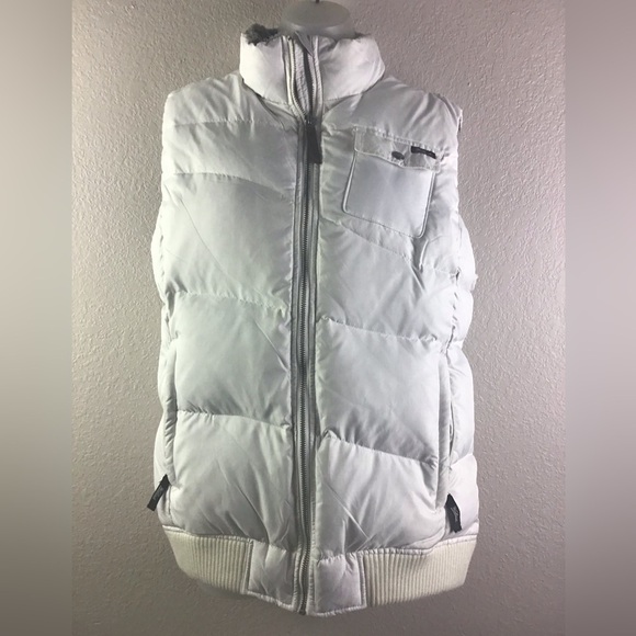 Woolrich Women’s Large Winter White Duck Down Puffer Vest Sherpa Upper Lining - Picture 1 of 13